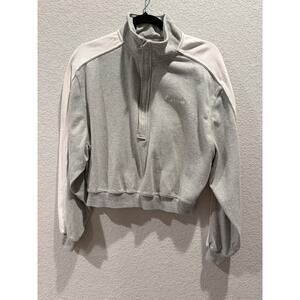 P'TULA Gray and White Half Zip Sweatshirt S